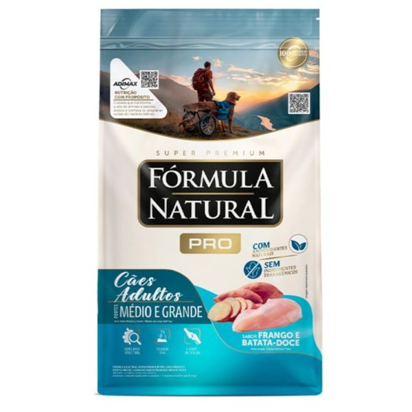 Ração Fórmula Natural Pró Cães Adultos Raças Médias e Grandes Frango e Batata Doce 15kg