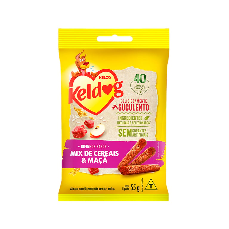 Bifinho Kelco Keldog Mix de Cerais e Maçã 55g