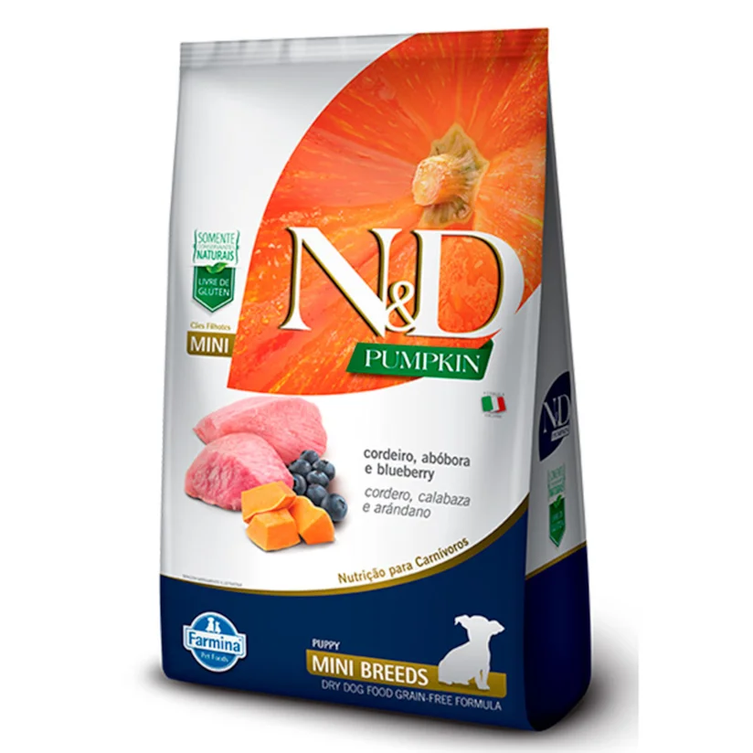 Ração N&D Pumpkin Cães Filhotes Cordeiro Mini 2,5kg