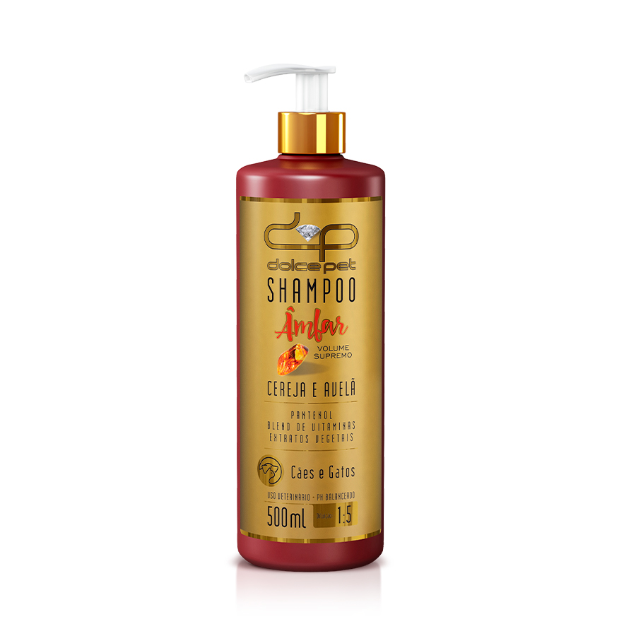 Shampoo Dolce Pet Âmbar Volume Supremo Cereja e Avelã para Cães e Gatos