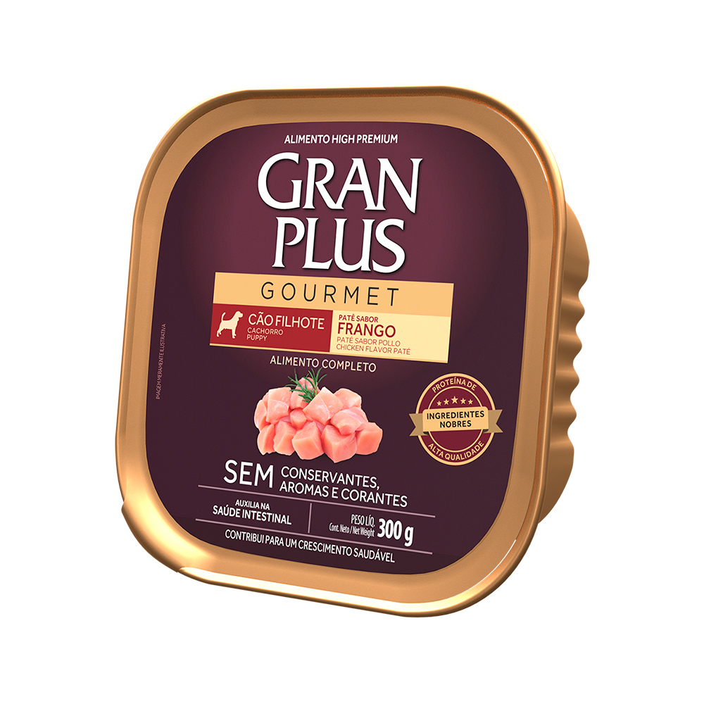 Ração Úmida GranPlus Gourmet Patê Sabor Frango para Cães Filhotes 300 g