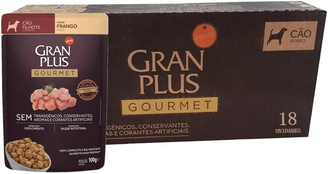 Granplus Ração Úmida Granplus Gourmet Cães Filhotes Frango 100G - Pack Com 18 Unidades