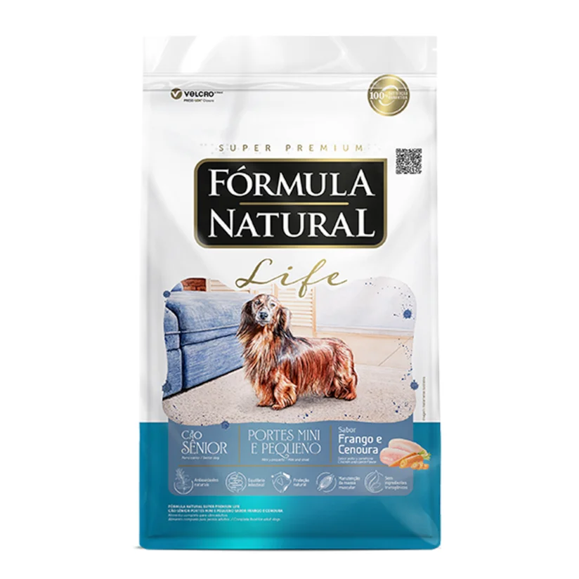 Ração Fórmula Natural Life Cães Sênior Raças Mini e Pequenas Sabor Frango e Cenoura 15kg