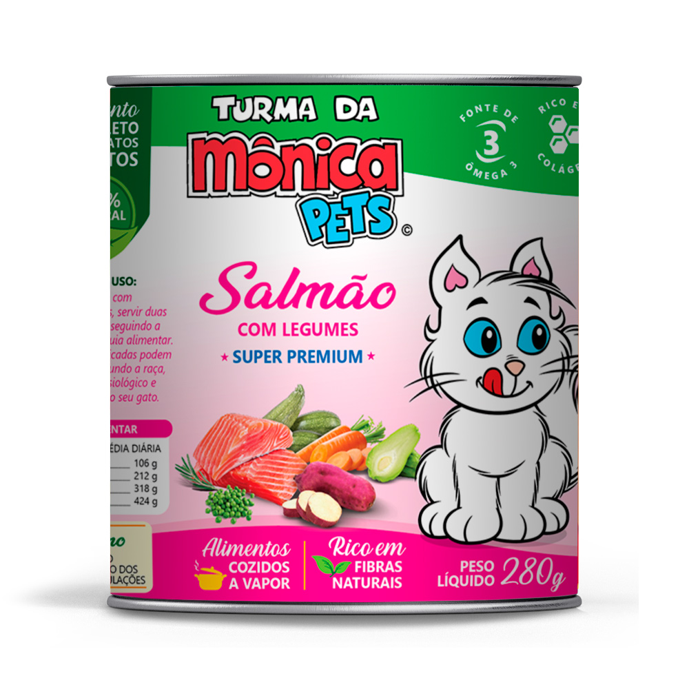 Ração Úmida Turma da Mônica Pets para Gatos Sabor Salmão com Legumes 280g