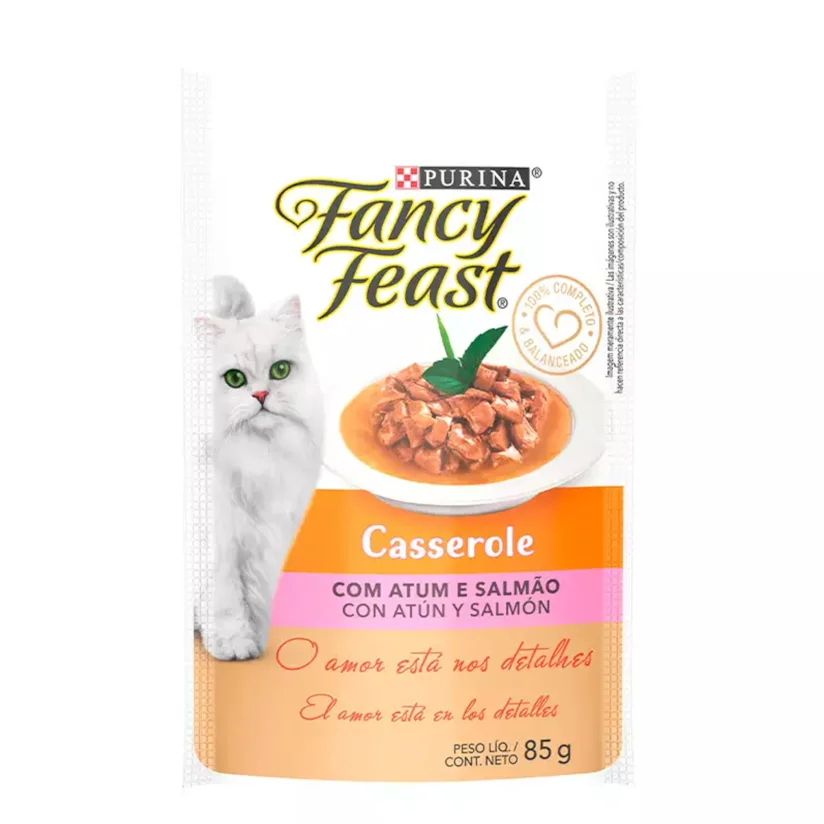 Ração Úmida Gatos Fancy Feast Casserole c/ Atum e Salmão 85g