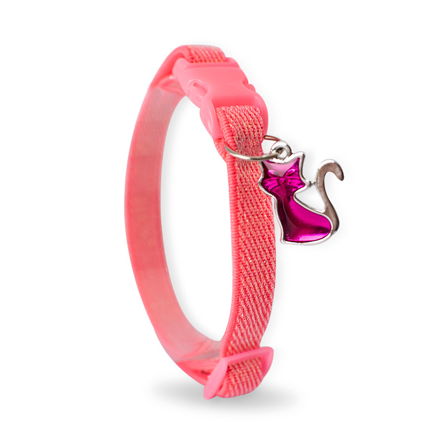Coleira Modernpet Gloss Elástica Rosa para Gatos