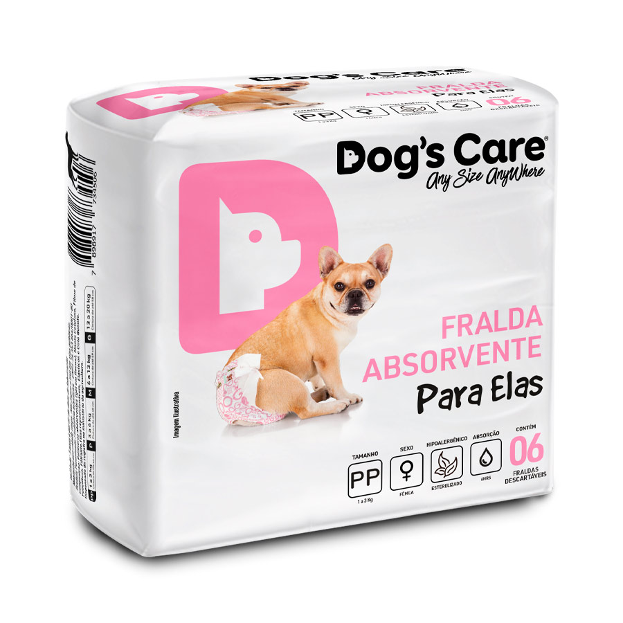 Fralda Higiênica Dogs Care Ecofralda para Cães Fêmeas 6 Unidades