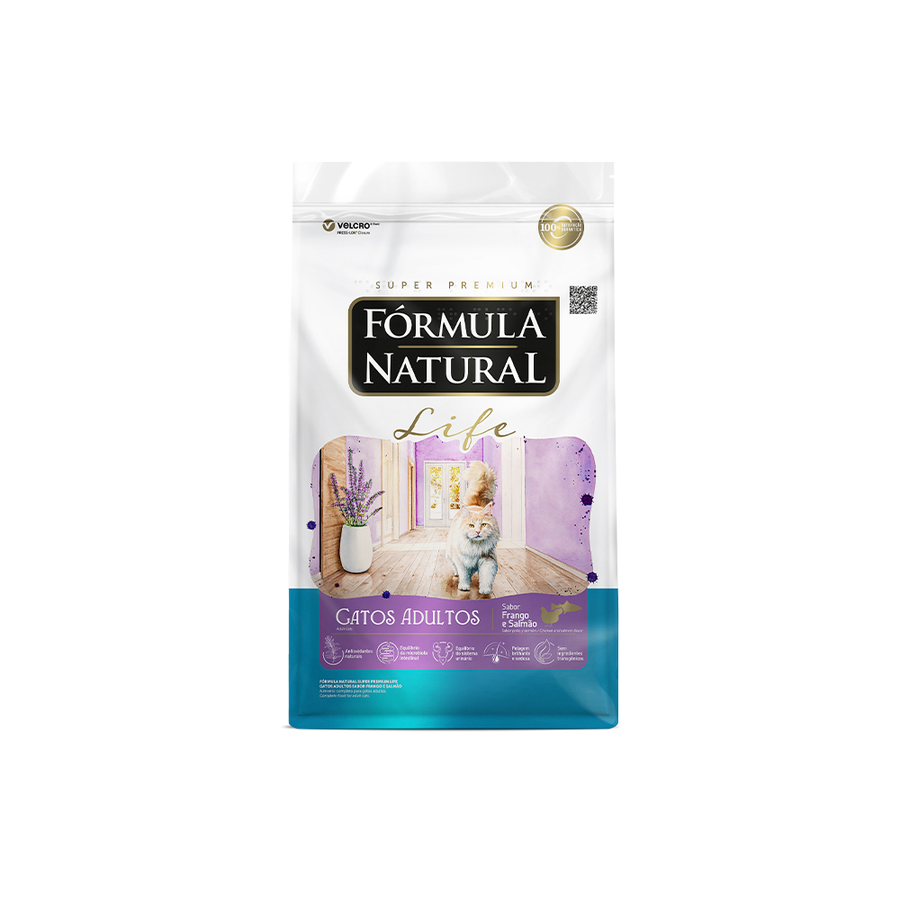 Ração Fórmula Natural Life para Gatos Adultos Sabor Frango e Salmão 1 kg