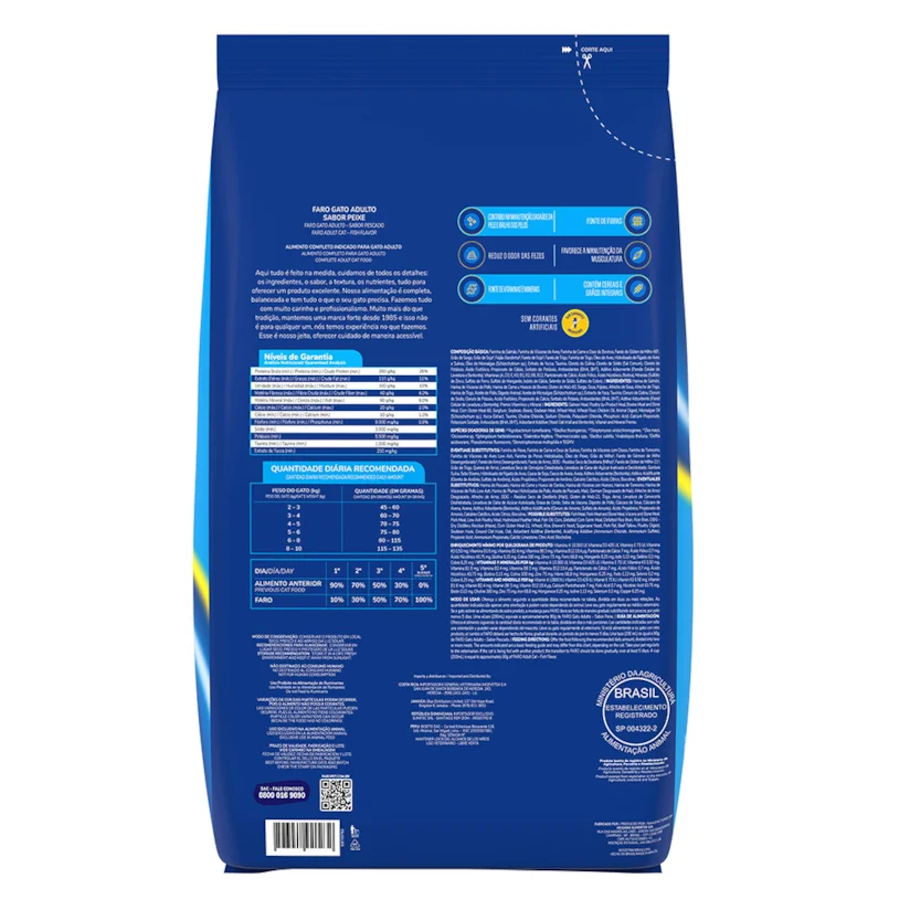 Ração Faro para Gatos Adultos Sabor Peixes 2,7kg