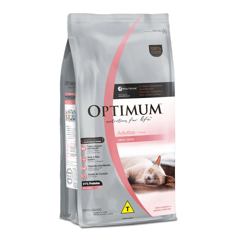 Ração Optimum Gatos Adultos Carne 1kg