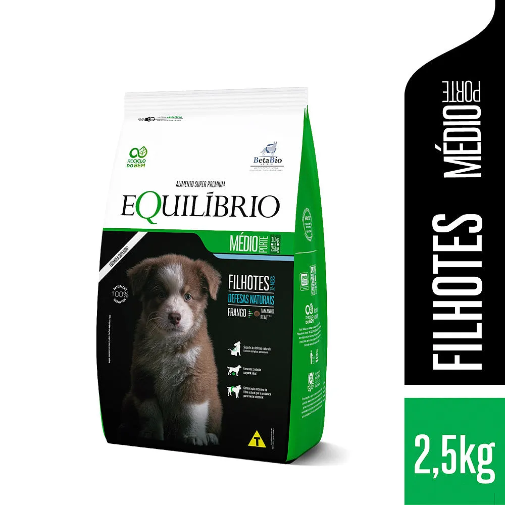Ração Equilíbrio para Cães Filhotes de Porte Médio Sabor Frango