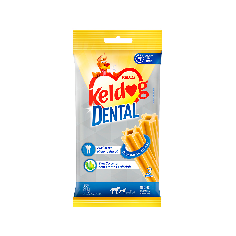 Snack Keldog Dental para Cães Adultos de Porte Médio e Grande 80g