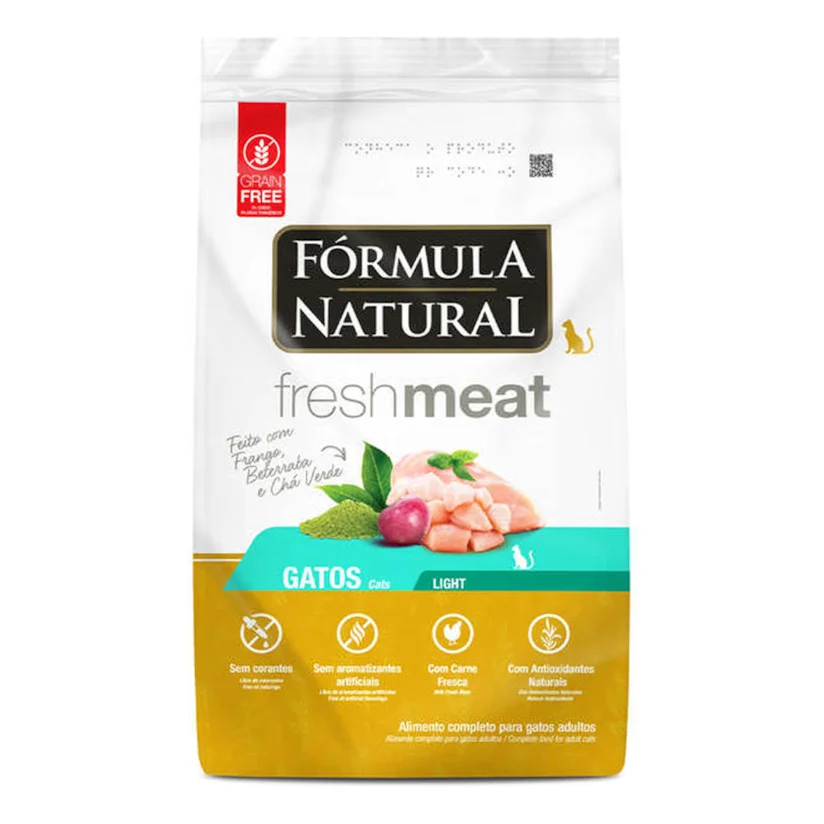 Ração Fórmula Natural Gatos Fresh Meat Light Sabor Frango, Beterraba e Chá Verde 1kg