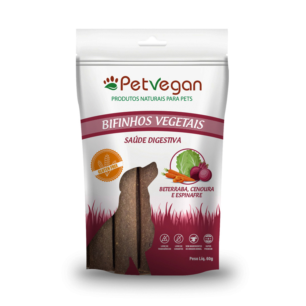 Bifinho PetVegan Saúde Digestiva para Cães Sabor Cenoura, Beterraba e Espinafre