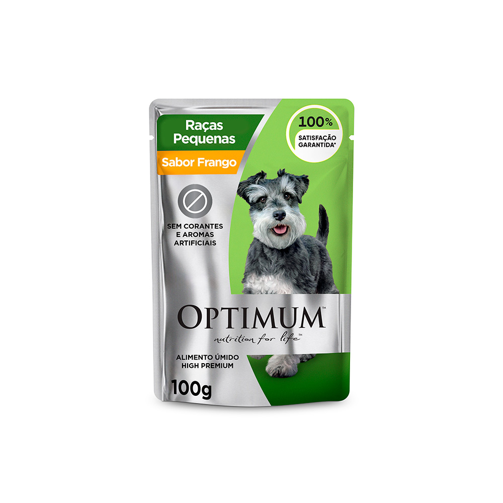 Ração Umida Optimum Sachê para Cães Adultos de Raças Pequenas e Minis Sabor Frango 100 g