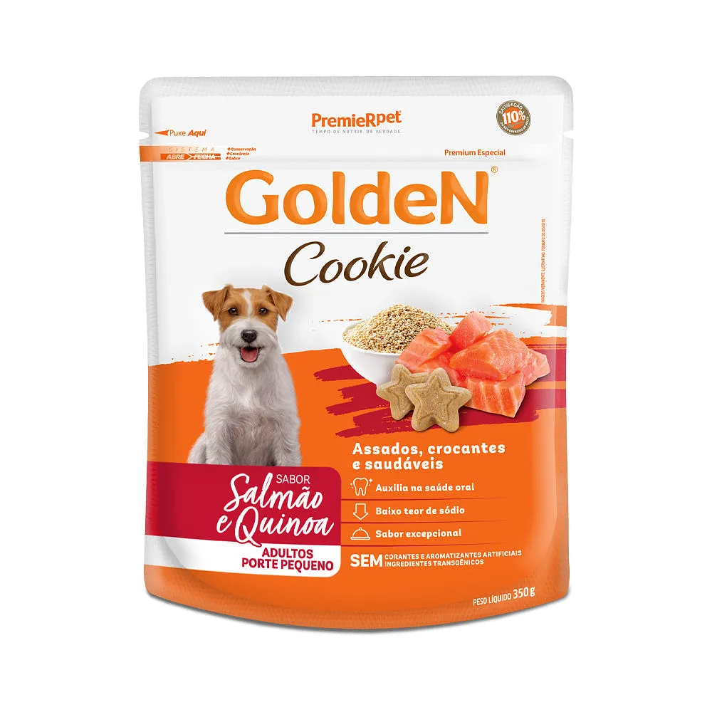 Biscoito Golden Cookie para Cães Adultos de Porte Pequeno Sabor Salmão e Quinoa 350 g