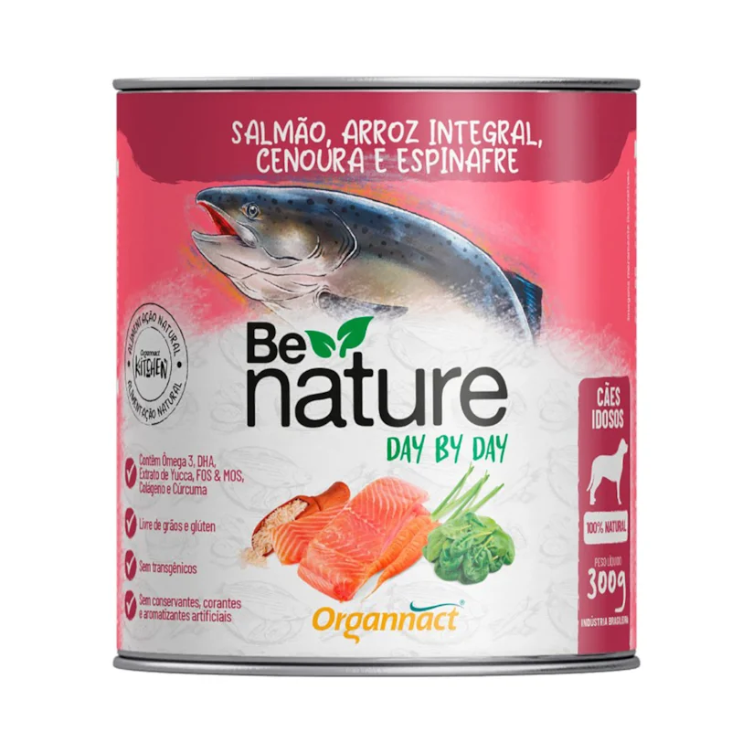 Ração Úmida Salmão Organnact Be Nature Day By Day Para Cães Idosos