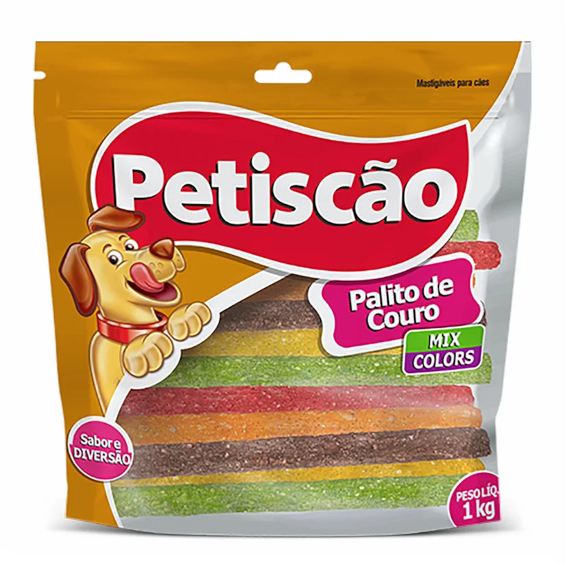 Osso Cães Petiscão Palito de Couro Colorido Misto 1kg