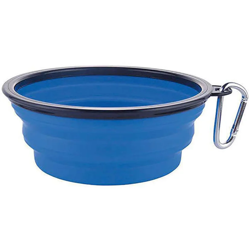 Comedouro Cães Jambo Plástico Retrátil Azul Media