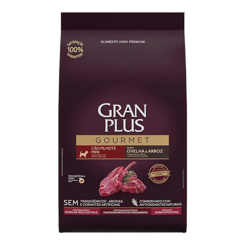 Ração Gran Plus Gourmet Cães Filhotes Porte Mini e Pequeno Ovelha e Arroz 10,1kg