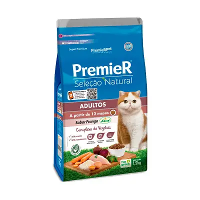 Ração Premier Seleção Natural para Gatos Adultos 1,5 kg