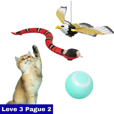 Kit Brinquedos Cobra + Pássaro + Bola Elétricos para Gatos
